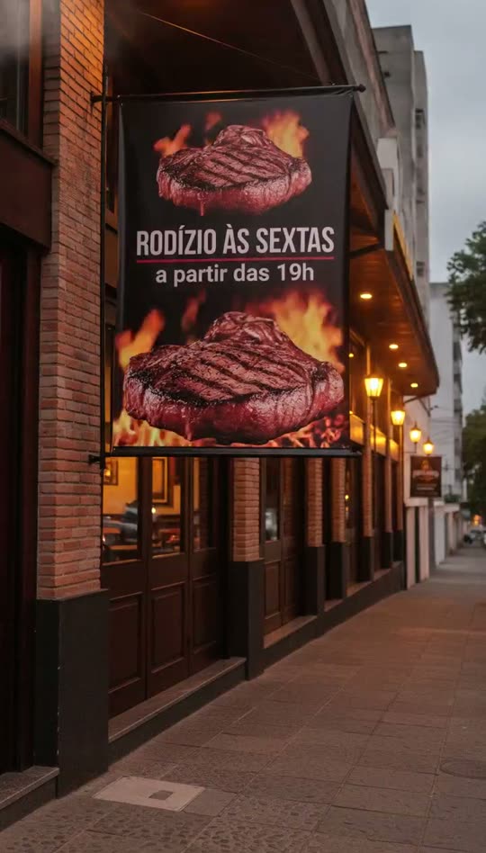 Banner de rodízio na fachada