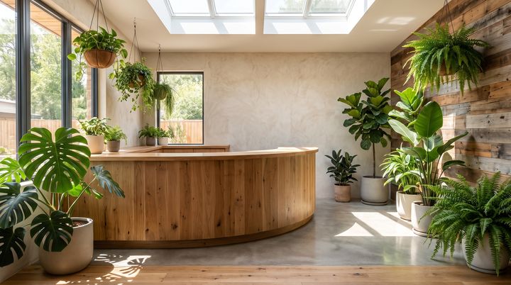 Recepção com plantas